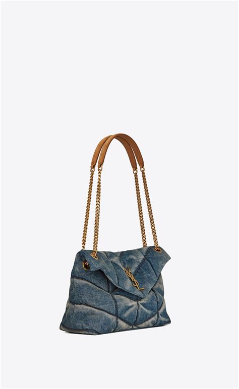 ysl mini denim puffer bag|ysl small puffer bag.